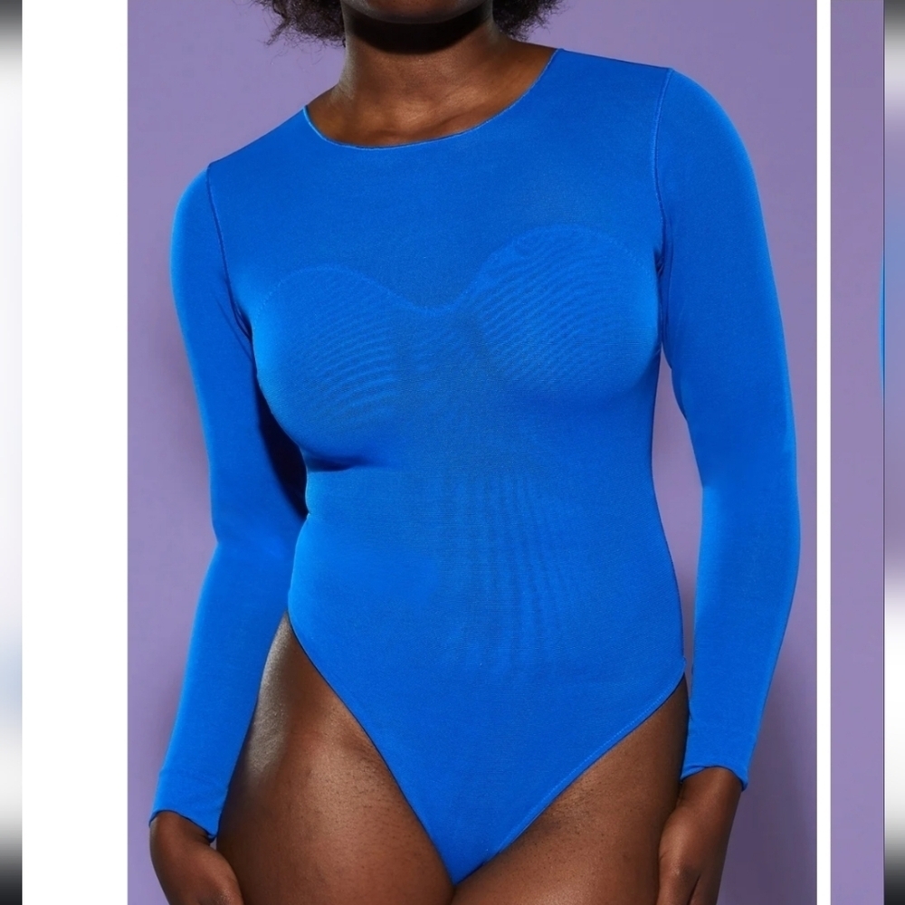 NWT Yitty By Fabletics Mesh Me Smoothing Sleeved Thong Bodysuit M
